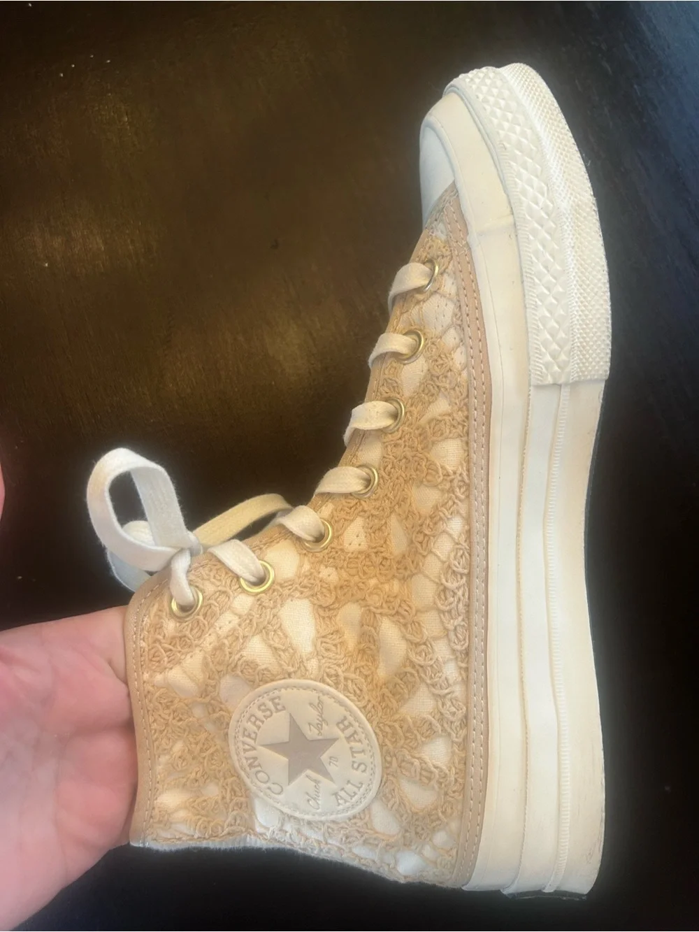 Converse Lace High-Top Sneakers in Cream - Picture 8 of 11